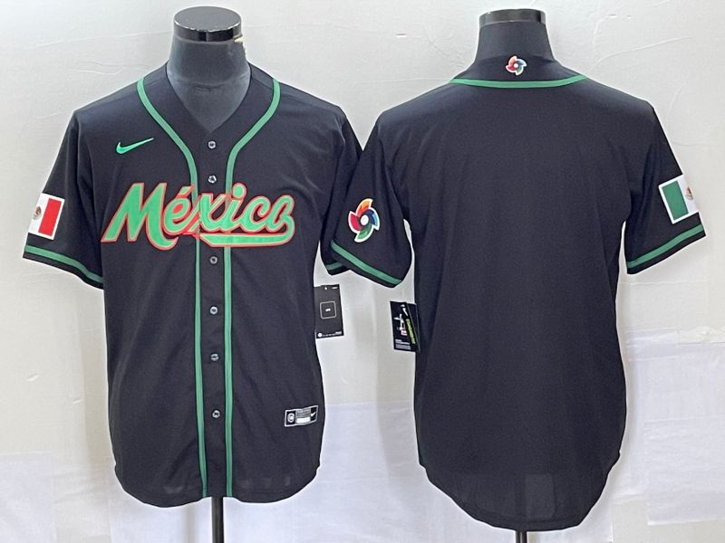 Men 2023 World Cub Mexico Blank Black Nike MLB Jersey2->more jerseys->MLB Jersey